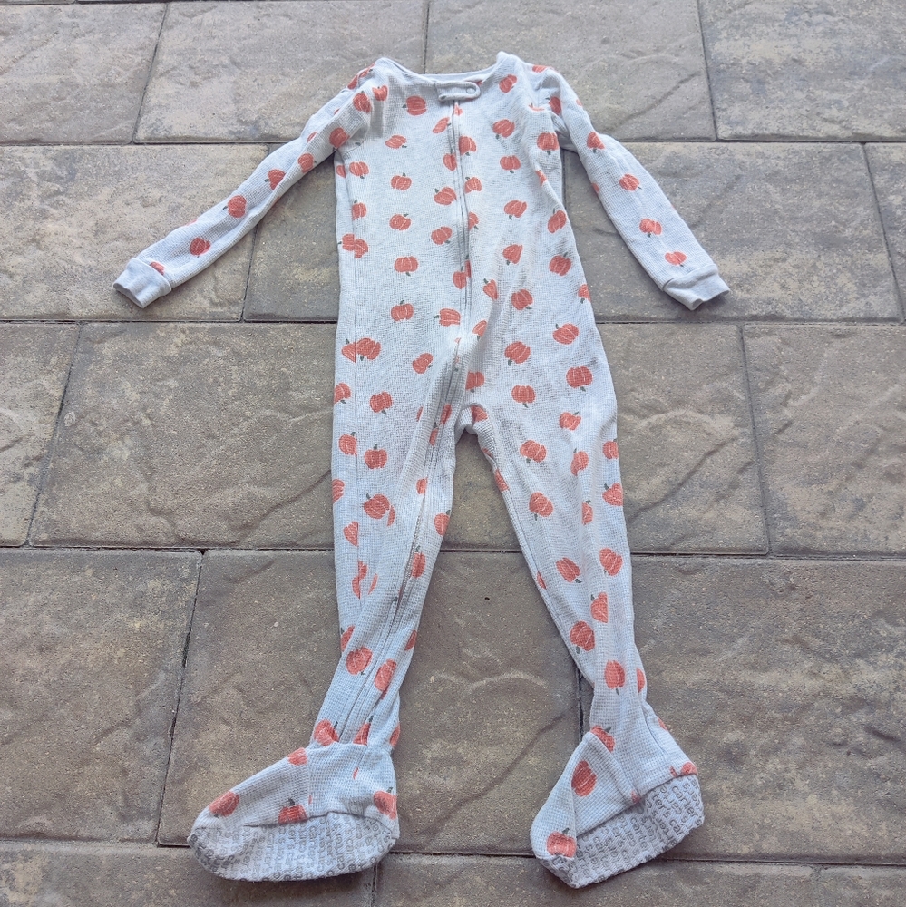 Pumpkin Print Kids One Piece Footed Pajamas